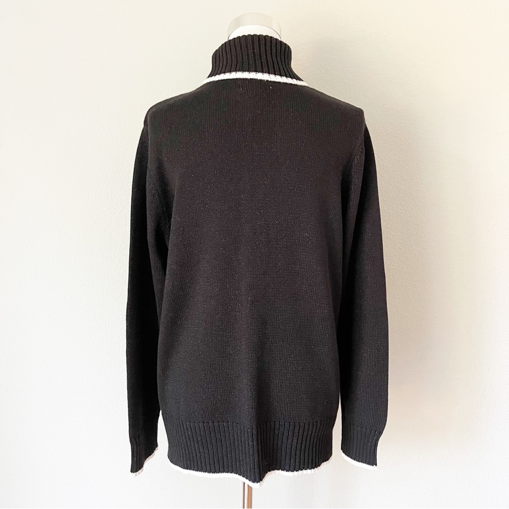 Quacker Factory Black Snowflake Turtleneck Sweate… - image 2